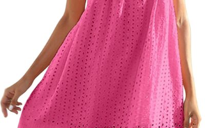 Cocila Abiti da Cerimonia Donna Pantaloncini Foderati con Tasca Ritagliata in di Pizzo da Donna, Abito Taglie Forti con Scollo a V N B Abito Bianco Estivo Donna Vestiti Donna Estivi da Mare