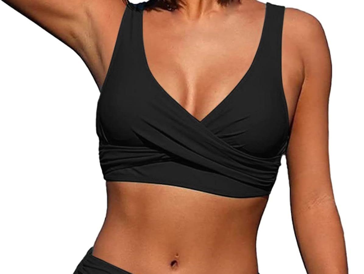 Generico 2023 Donna New Split Wrap Lace Up Hollow out Bikini Tinta Unita Sexy Bikini a Vita Alta di Vendita Rapida Imbottitura Bikini