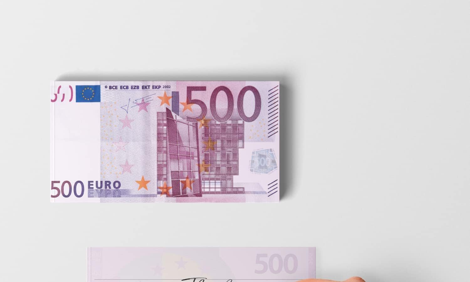 Scratch Cash Block 500 € Euro – 50 Banconote su Cui Scrivere, Soldi Coupon, Block Notes, Buoni Sconto, Gadget (Dimensioni Aumentate al 125% Rispetto a Quelle Reali)