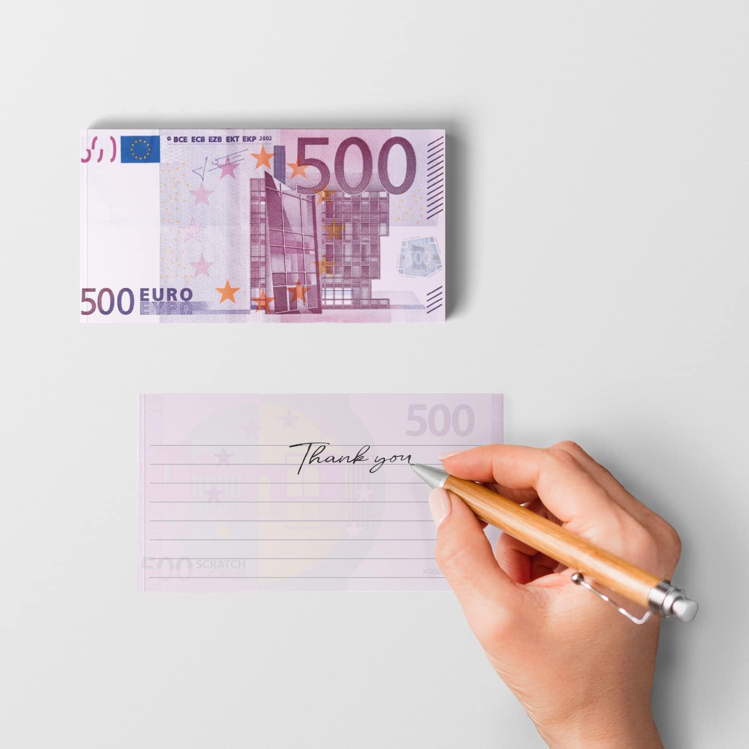Scratch Cash Block 500 € Euro – 50 Banconote su Cui Scrivere, Soldi Coupon, Block Notes, Buoni Sconto, Gadget (Dimensioni Aumentate al 125% Rispetto a Quelle Reali)