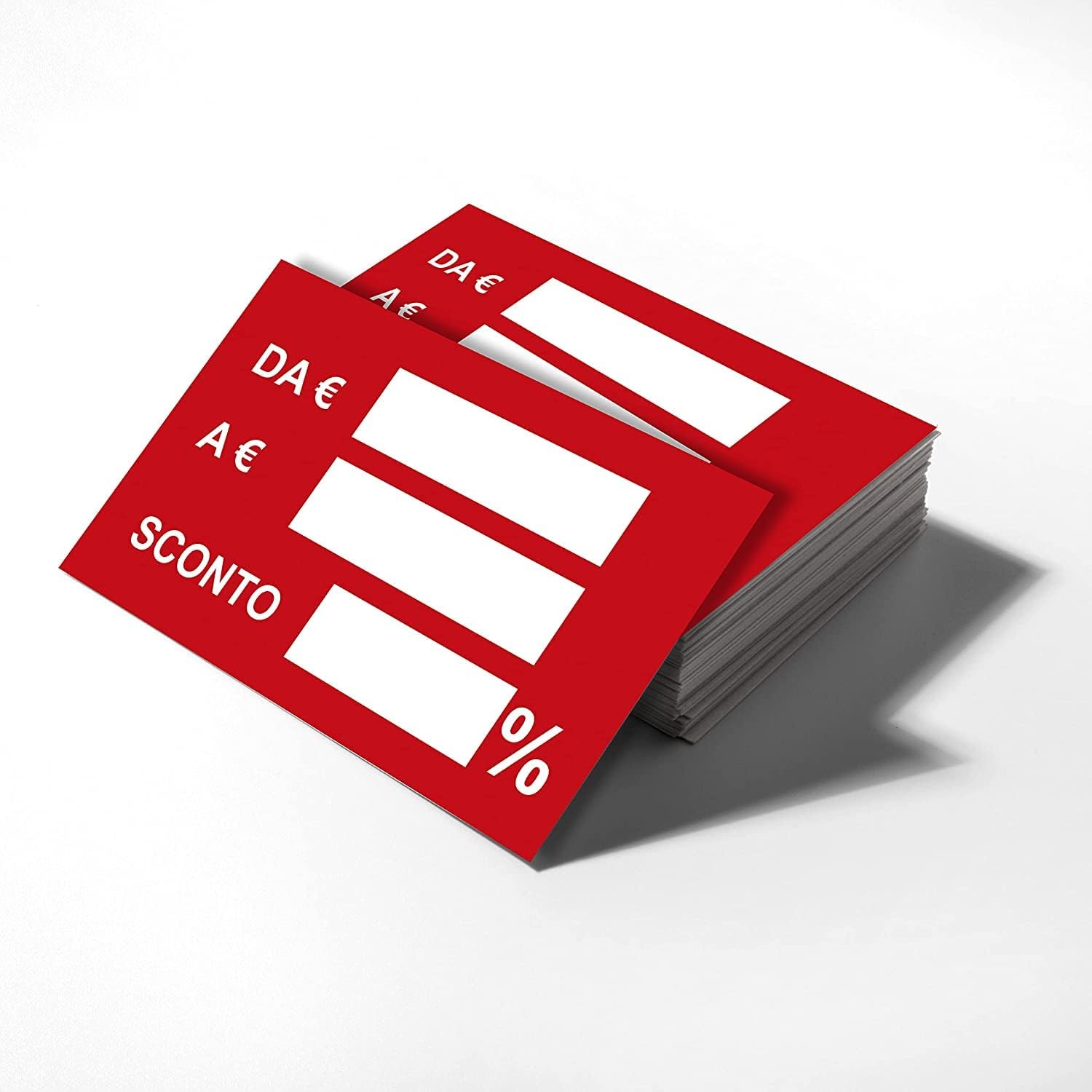 CORMAR CARTELLINO CARTONCINO SCONTO Percentuale PREZZO 100 PEZZI – ideali per saldi e promozioni (ROSSO)