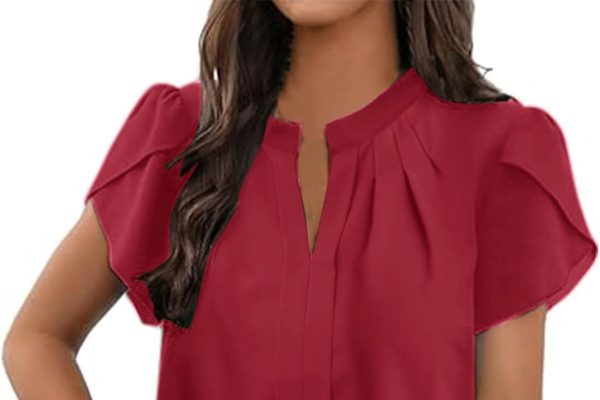 Uwdiohq T-Shirt Slim Fit in Chiffon Bianco con Maniche a Volant Casual da Donna a Maniche Corte Body Caldo Cotone Estiva Semplice Top Basic vestibilità Leggera Maglietta