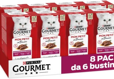Purina Gourmet Mon Petit Umido Gatto con Manzo, Vitello e Agnello, 48 Buste da 50g