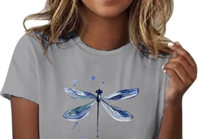 Generico Camicetta da Donna Casual Camicia con Stampa da Donna Maglietta a Maniche Corte Girocollo Maglietta alla Abbigliamento Estivo Casual Morbido e Leggero Maglie Militari