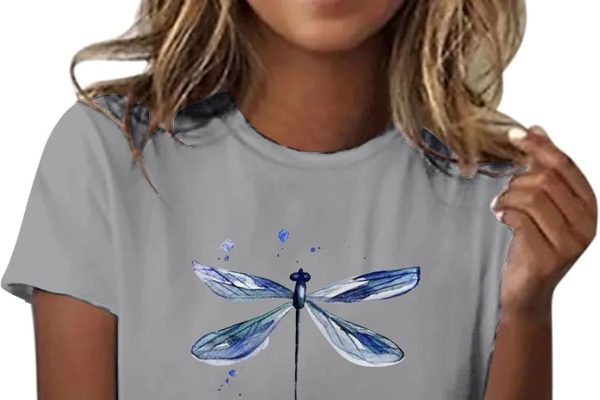 Generico Camicetta da Donna Casual Camicia con Stampa da Donna Maglietta a Maniche Corte Girocollo Maglietta alla Abbigliamento Estivo Casual Morbido e Leggero Maglie Militari