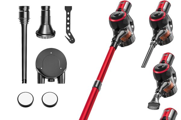 VEGREM Aspirapolvere Senza Fili Potente 25Kpa, Potente Scopa Elettrica Senza Fili da 160W con 2 Modalità, scopa elettrica Luci a LED, Batteria Rimovibile, Autonomia Fino a 40minuti