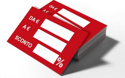 Cartoncino sconto ideale per Vetrine Saldi – Etichetta segnaprezzo con percentuale prezzo da a (100)