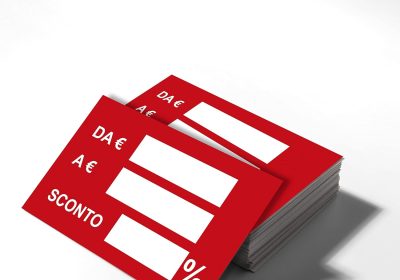 Cartoncino sconto ideale per Vetrine Saldi – Etichetta segnaprezzo con percentuale prezzo da a (100)