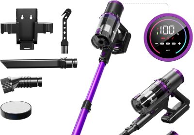 VEGREM Aspirapolvere Senza Fili Potente 450W/ 38KPA/ 60min, Scopa Elettrica Senza Fili Brushless, Aspirapolvere Potente Modalità automatica, Filetr a 7 stadi, V Rullo antiangolo, Batteria staccabile