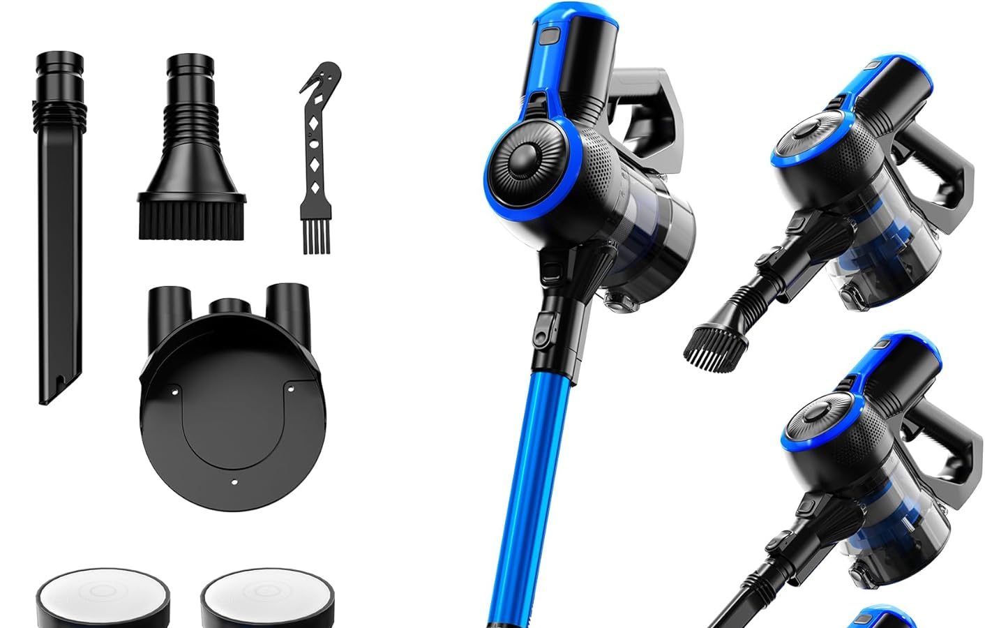 VEGREM Aspirapolvere Senza Fili Potente 25Kpa, Scopa Elettrica Senza Fili 160W con 2 modalità di aspirazione, asta pieghevole a 180°, Luci LED, Supporto facile, 40 Minuti di Autonomia