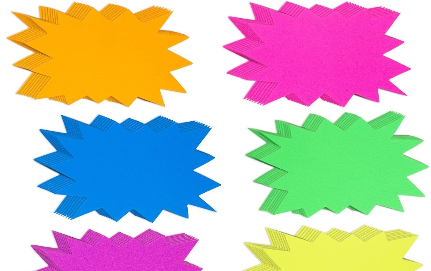 96 Segno in Carta al Neon Starburst per Vendita Targhette per Nome per Classe Cartellone Star Burst Etichette a Stella per Alimenti per Festa Segni Fluorescenti Vuoti in Colori Assortiti