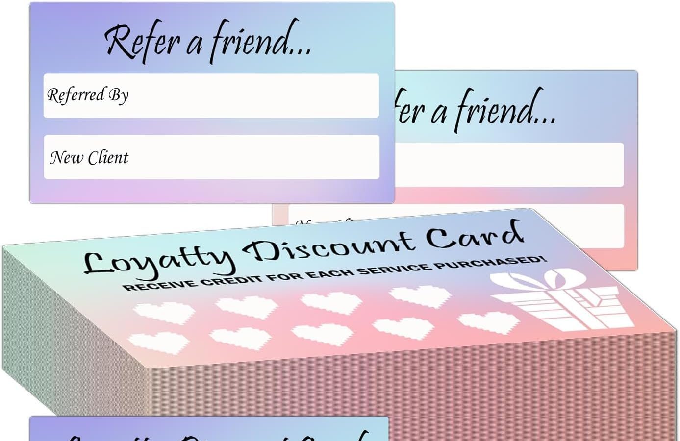 Carta sconto per referral e fedeltà, biglietti premio per referral aziendali, 8,9 x 5,1 cm, biglietti fedeltà a doppia faccia per saloni di bellezza aziendali, comportamento dei bambini, 100 pezzi, 2