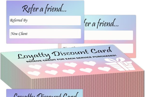 Carta sconto per referral e fedeltà, biglietti premio per referral aziendali, 8,9 x 5,1 cm, biglietti fedeltà a doppia faccia per saloni di bellezza aziendali, comportamento dei bambini, 100 pezzi, 2