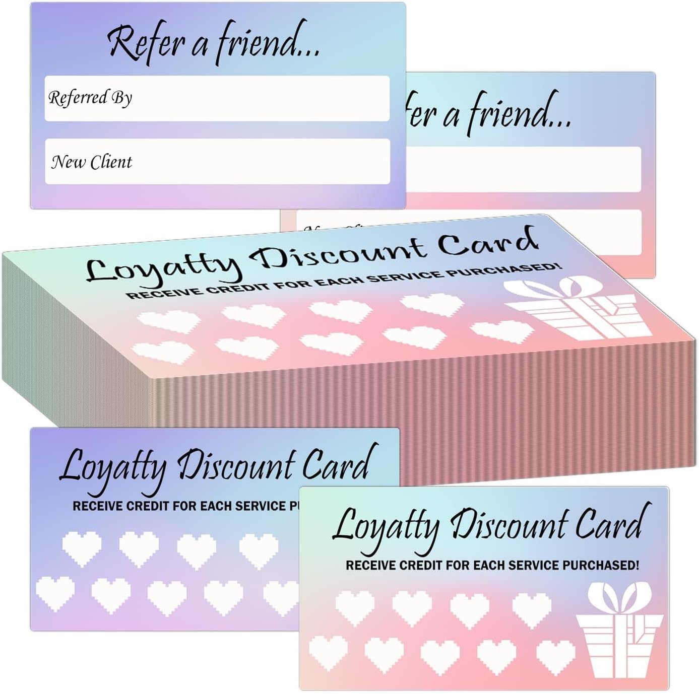 Carta sconto per referral e fedeltà, biglietti premio per referral aziendali, 8,9 x 5,1 cm, biglietti fedeltà a doppia faccia per saloni di bellezza aziendali, comportamento dei bambini, 100 pezzi, 2