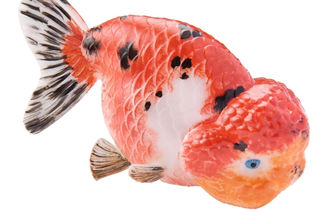 Figurine di Pesci Rossi Ranchu Dipinte a Mano in Rosso e Bianco – Selezione Unica Fino al 20% di Sconto! – Ufficio e Acquario – Collezionabili e Décor (70 CM, Alta Qualità, Motivo Rosso e Bianco)