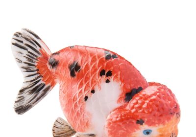 Figurine di Pesci Rossi Ranchu Dipinte a Mano in Rosso e Bianco – Selezione Unica Fino al 20% di Sconto! – Ufficio e Acquario – Collezionabili e Décor (70 CM, Alta Qualità, Motivo Rosso e Bianco)