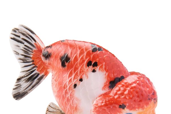Figurine di Pesci Rossi Ranchu Dipinte a Mano in Rosso e Bianco – Selezione Unica Fino al 20% di Sconto! – Ufficio e Acquario – Collezionabili e Décor (70 CM, Alta Qualità, Motivo Rosso e Bianco)
