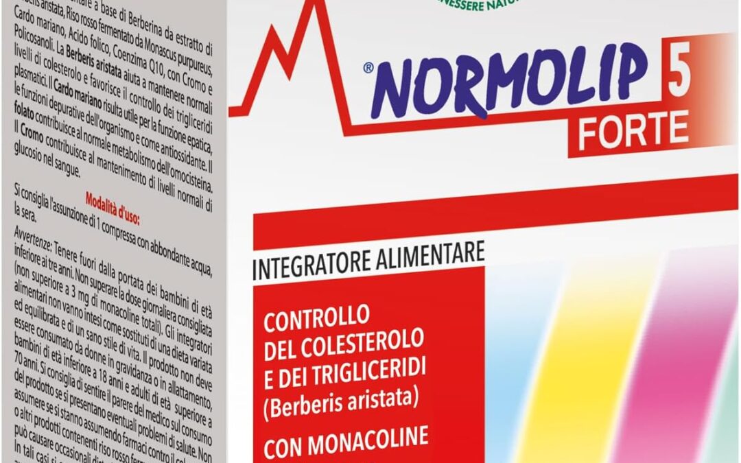 ESI – Normolip 5 Forte, Integratore Alimentare con Berberis, Contribuisce ai Normali Livelli di Colesterolo e Trigliceridi e alla Funzionalità Cardiovascolare, Senza Glutine, 60 Compresse