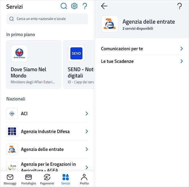 I servizi dell'Agenzia delle Entrate nell'app IO