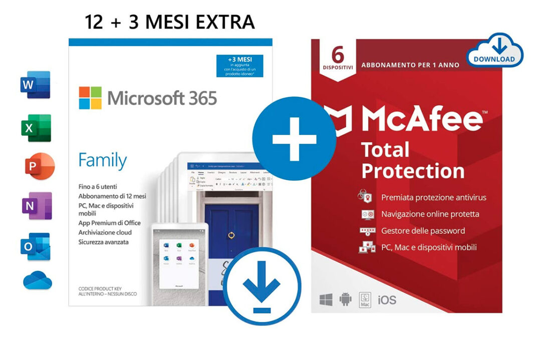 Microsoft 365 Family in svendita a 45,99€ su Amazon: 6 utenze e 1TB in cloud ciascuno, per 12 mesi, 49,99€ la versione box