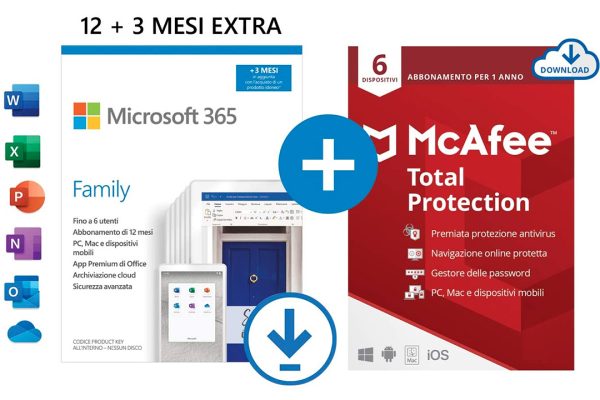 Microsoft 365 Family in svendita a 45,99€ su Amazon: 6 utenze e 1TB in cloud ciascuno, per 12 mesi, 49,99€ la versione box