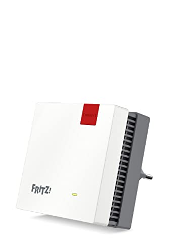 AVM FRITZ!Repeater 1200 AX Edition International, Ripetitore – Wi-Fi 6 extender Dual Band con 2.400 Mbit/s (5 GHz) & 600 Mbit/s (2,4 GHz), Mesh, Access Point, 1x Gigabit LAN, Interfaccia in italiano