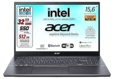 Super offerta: portatile Acer con 32GB RAM, Core i5-1335U e SSD 512GB scende a soli 634€!
