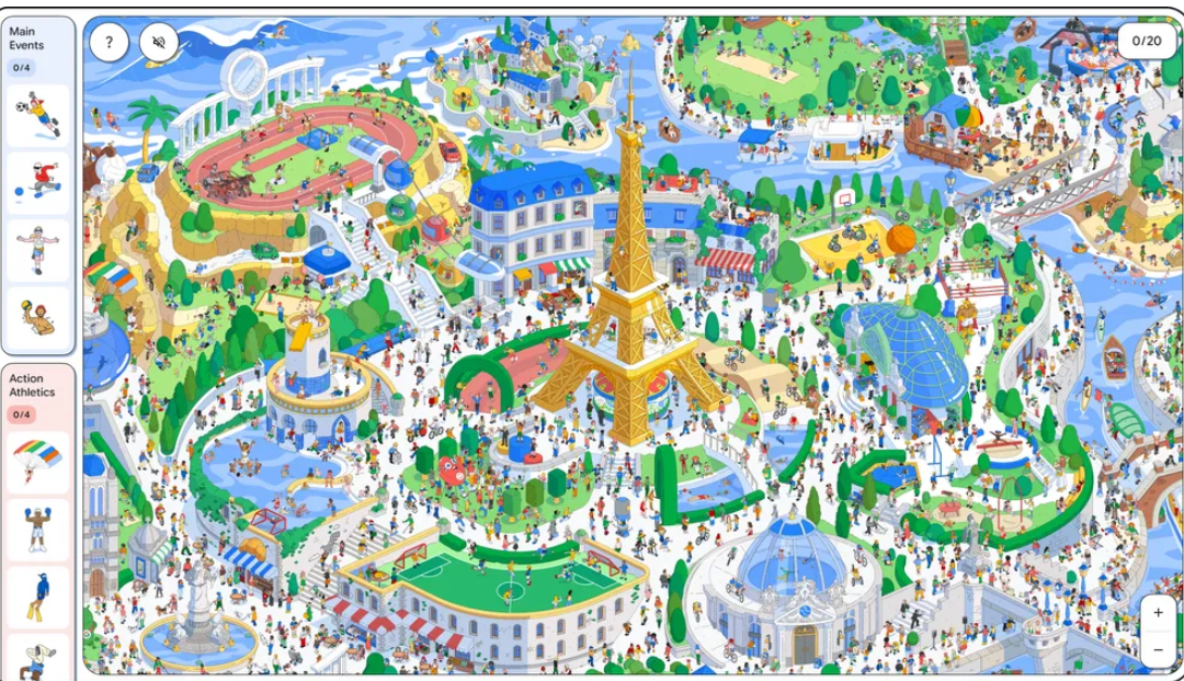 Doodle Olimpiadi 2024, arriva il gioco di Google in stile Dov’è Wally