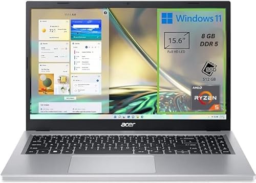 Acer Aspire 3 A315-24P-R8DK PC Portatile, Notebook, Processore AMD Ryzen 5 7520U, RAM 8 GB DDR5, 512 GB PCIe NVMe SSD, Display 15.6″ FHD LED, Scheda Grafica AMD Radeon, Windows 11 Home, Silver