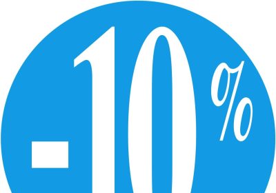 Affichesstore 30240 – Rotolo di 500 etichette autoadesive, Ø 25 mm, adesivi lucidi, 10% blu chiaro, per sconto/promozione/vendita