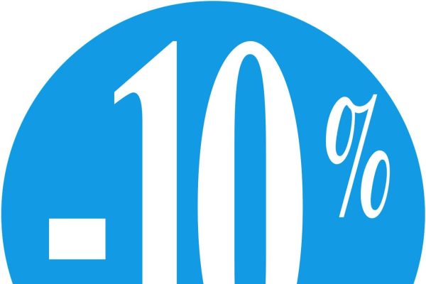 Affichesstore 30240 – Rotolo di 500 etichette autoadesive, Ø 25 mm, adesivi lucidi, 10% blu chiaro, per sconto/promozione/vendita