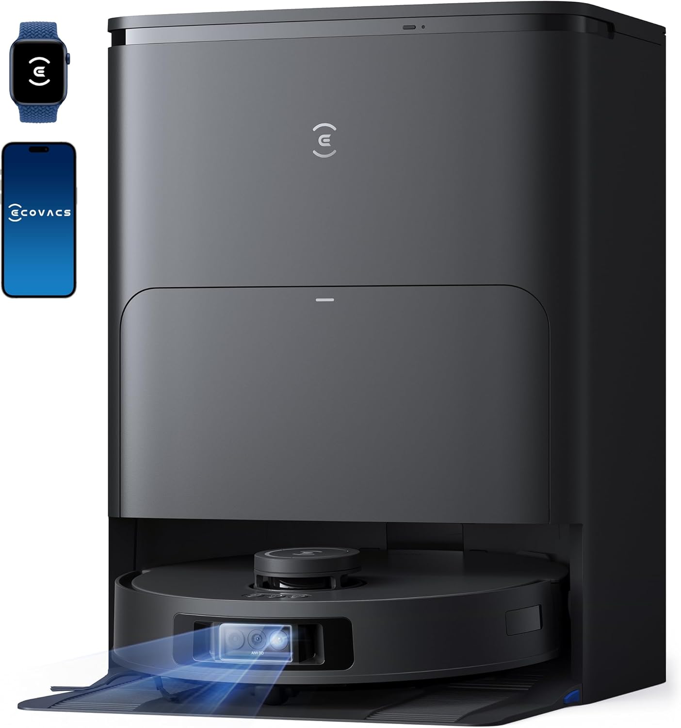 ECOVACS T30S PRO Robot Aspirapolvere Lavapavimenti, 11000Pa, Tecnologia Antigroviglio, TruEdge™ Adaptive Edge Mopping, Lavaggio con Acqua Calda, Svuotamento Automatico, Evitamento Ostacoli con AI