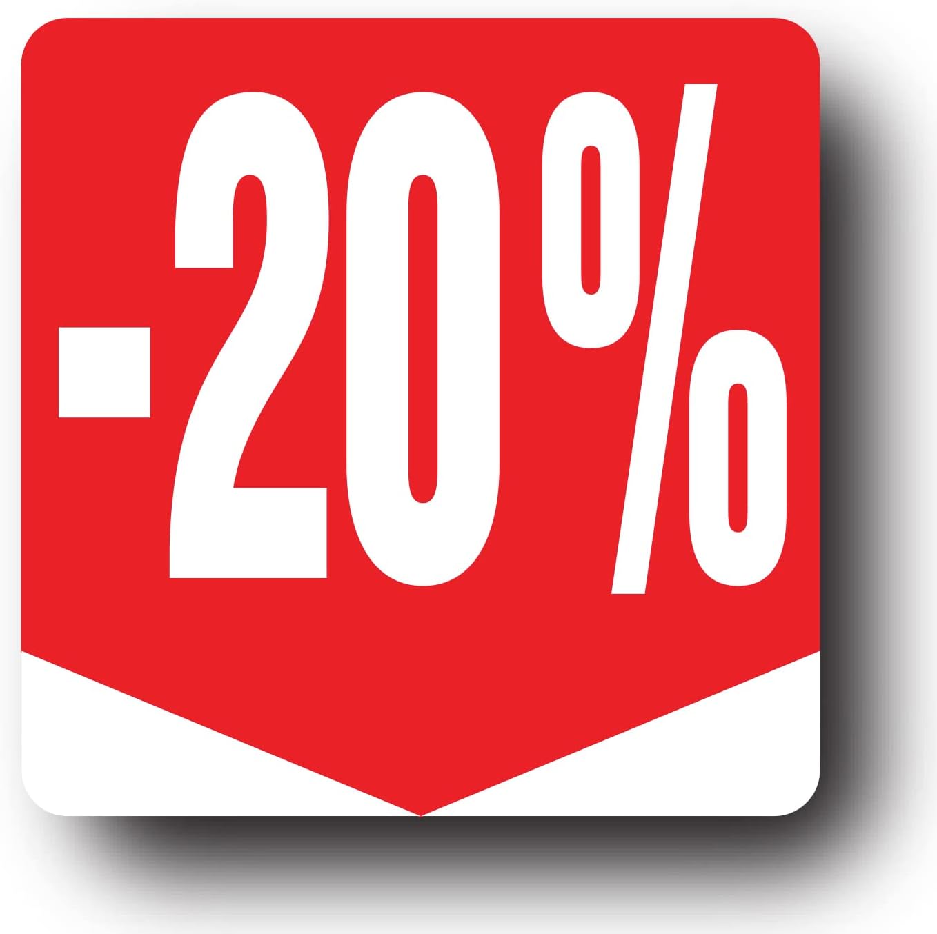 Affichesstore 30282 – Rotolo di 500 etichette adesive -20% – Formato quadrato 35x35mm – Lucidi – Adesivi – Adesivi Sconto Percentuale