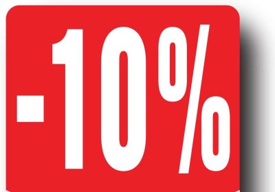 Affichesstore 30280 – Rotolo di 500 etichette adesive -10% – Formato quadrato 35x35mm – Lucidi – Adesivi – Adesivi Sconto Percentuale