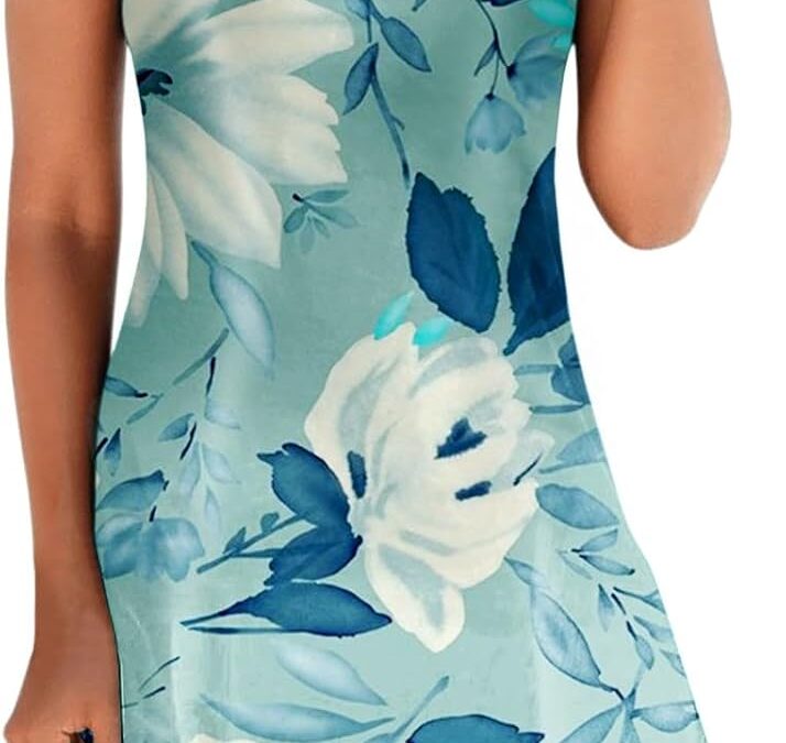 Cocila Abiti Lunghi Estivi Donna Gonna da Spiaggia con interfaccia di Design scavata con Scollo Rotondo Senza Maniche, Nuovo Abito Stampato Estivo da Donna 2024 Abito Lungo Maniche