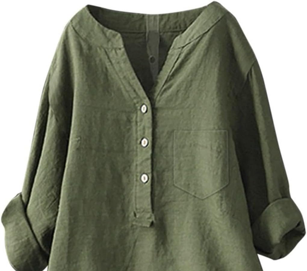 Cocila Camicetta da Donna a Maniche Lunghe in Cotone con Colletto rialzato Tinta Unita Camicia Fiori Camicia Donna Elegante Panna Camicetta Donna Sfiancata Manica Corta