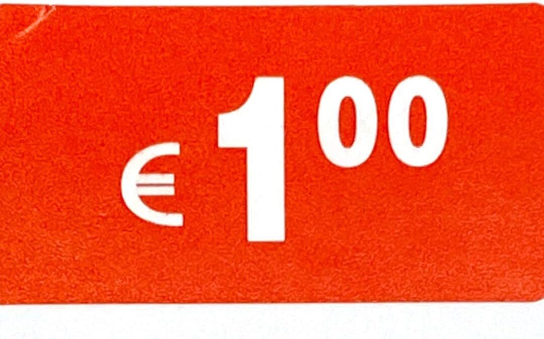 DiiliHiiri Etichette Prezzo 1€ Euro Confezione da 1000 Adesivi Rettangolari Rossi Adesivo Pieghevole Stickers Vendita Sconti Offerta Liquidazione