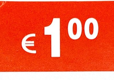 DiiliHiiri Etichette Prezzo 1€ Euro Confezione da 1000 Adesivi Rettangolari Rossi Adesivo Pieghevole Stickers Vendita Sconti Offerta Liquidazione