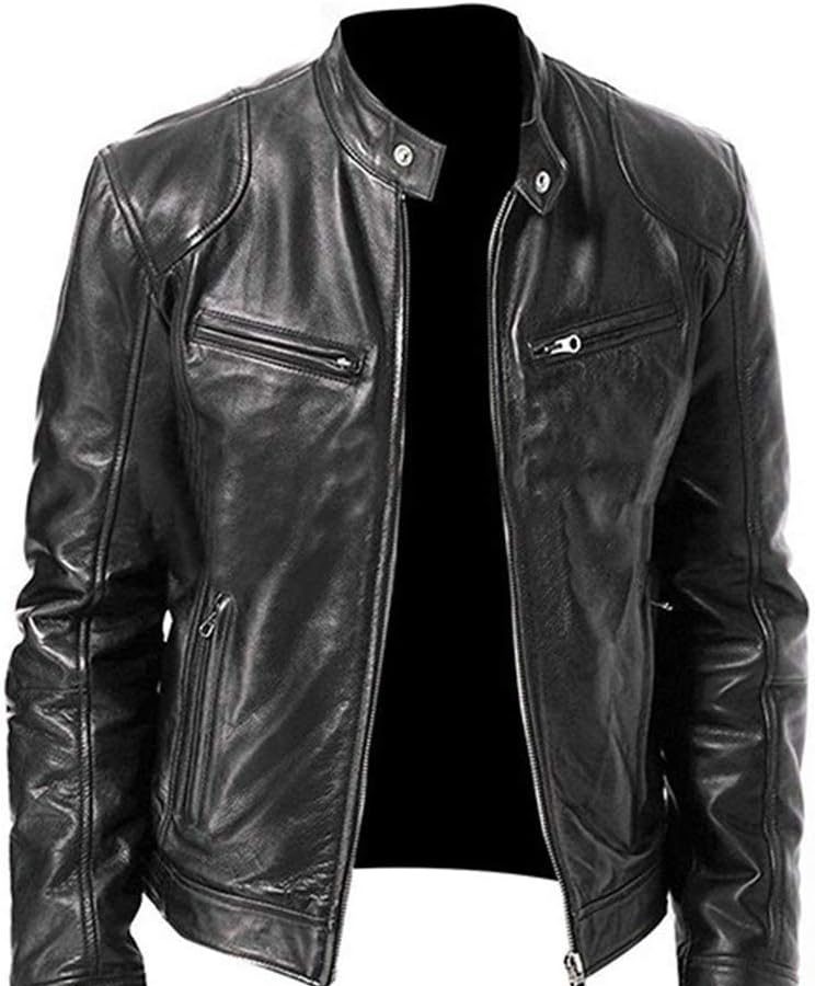 Generico Giacca Uomo, Giubbotto in Vera Pelle Bovina Soffice e Resistente Giacca in vera pelle bovina da uomo vintage Giacca Da Moto Uomo Giacca Vera Pelle Uomo Marrone Per lavoro/festa