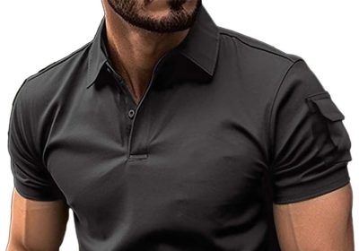 MJGkhiy Polo Uomo Manica Corta Slim Fit Magliette Scollo a V Golf Polo Vintage Tshirt Business Tennis Polo Elastico Maglietta Camicia Abbigliamento da Lavoro T Shirt Firmate Scontate