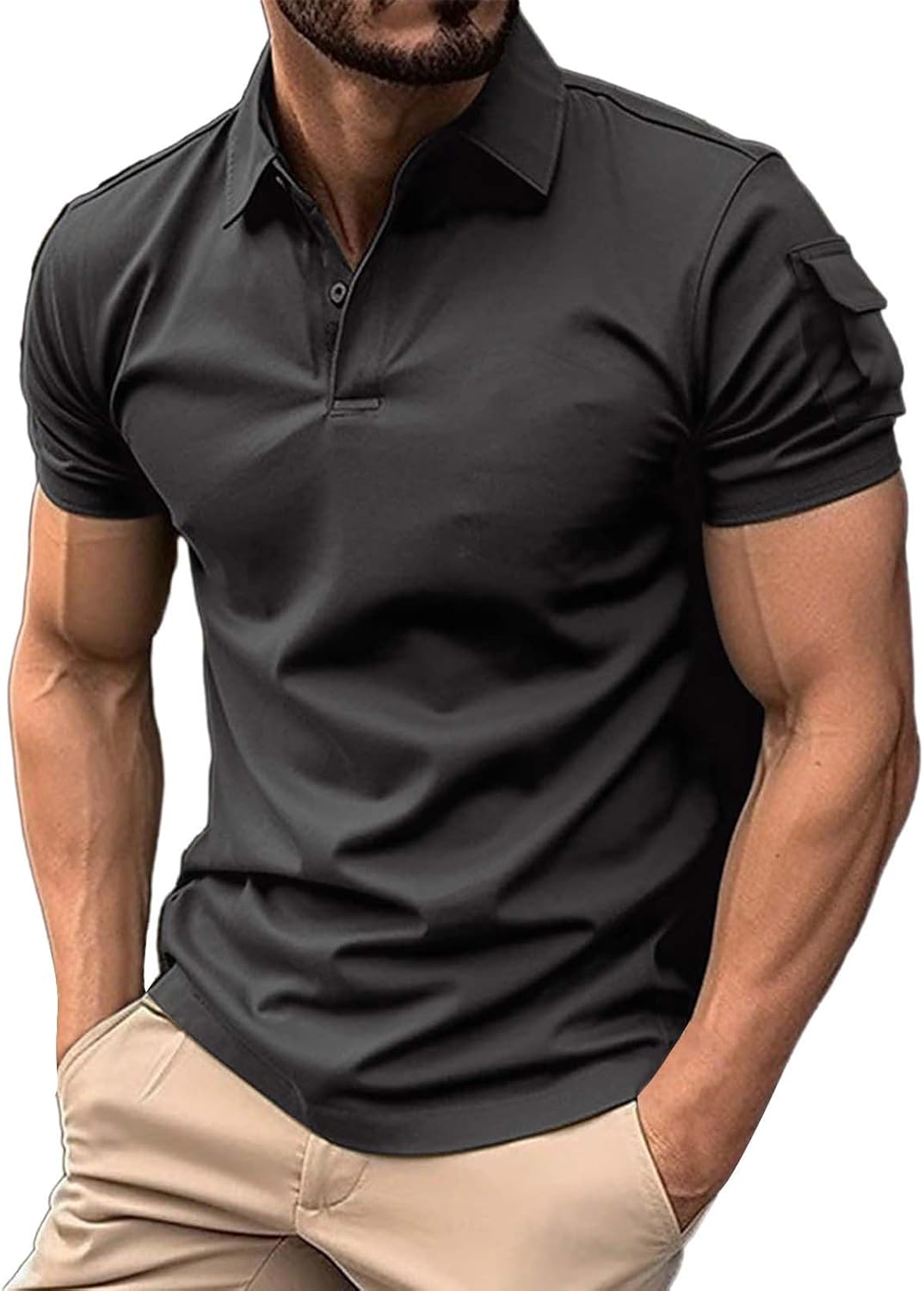 MJGkhiy Polo Uomo Manica Corta Slim Fit Magliette Scollo a V Golf Polo Vintage Tshirt Business Tennis Polo Elastico Maglietta Camicia Abbigliamento da Lavoro T Shirt Firmate Scontate