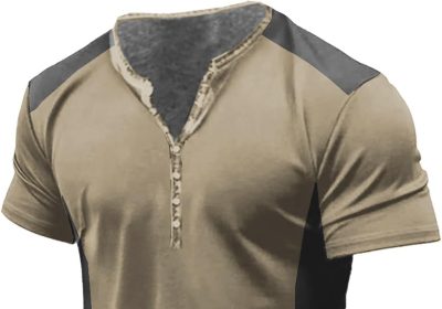 GDGTBNH Blusa Uomo Moda Taglia Grossa Nubilato Estivo Manica Corta Stampa Pulsante Top Biancheria Henley Comodo Maglietta