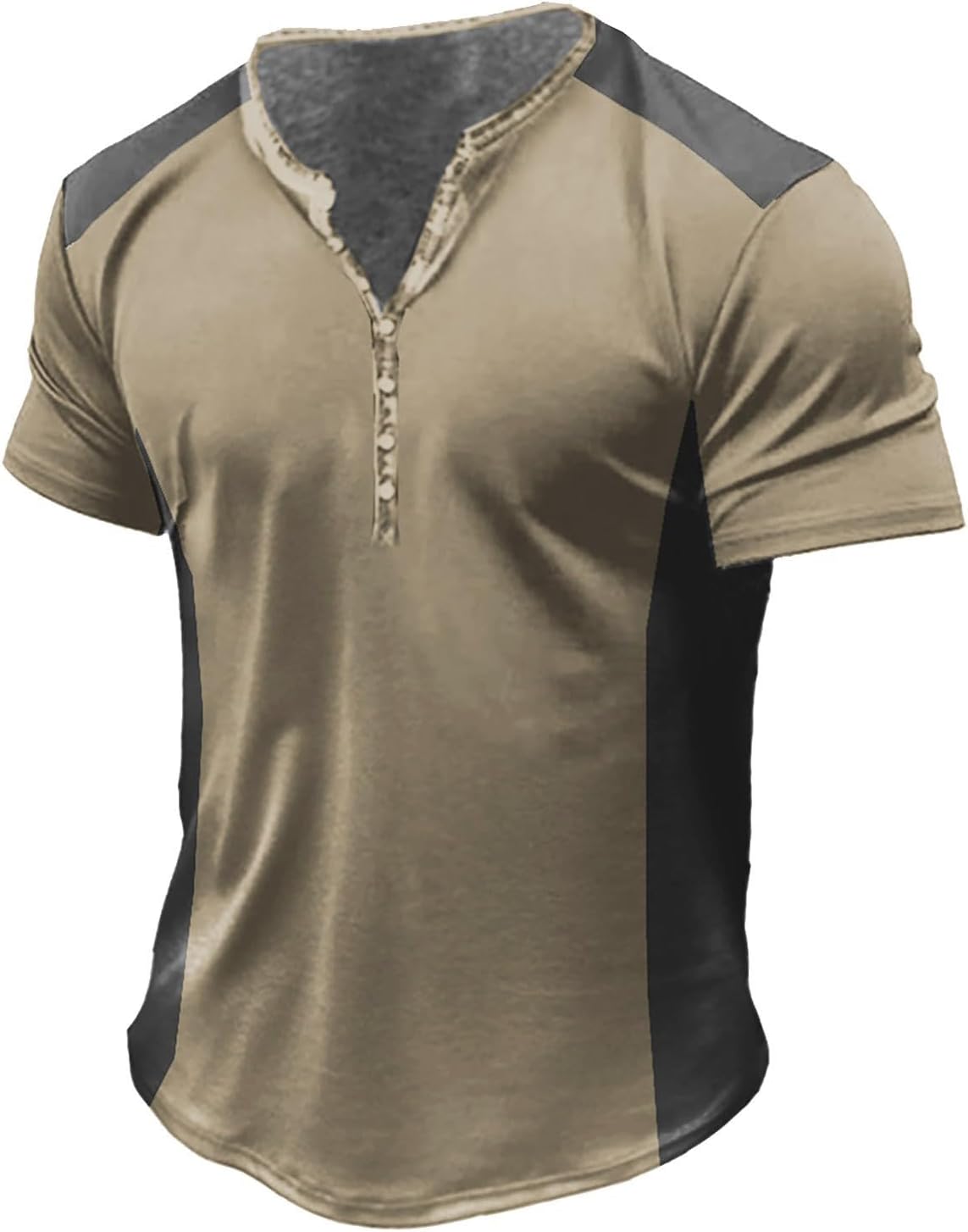 GDGTBNH Blusa Uomo Moda Taglia Grossa Nubilato Estivo Manica Corta Stampa Pulsante Top Biancheria Henley Comodo Maglietta