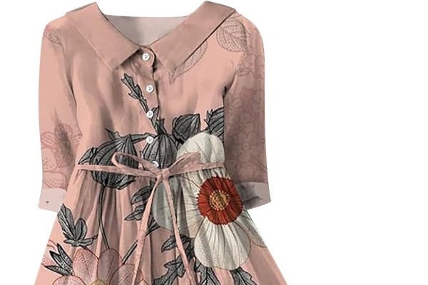 Cocila Abiti Donna Eleganti Abito Casual da Donna con Stampa Floreale Artistica con Bottoni, Manica Lunga, Ampio, Ampio, Drappeggiato Abito Manica Lunga Velluto