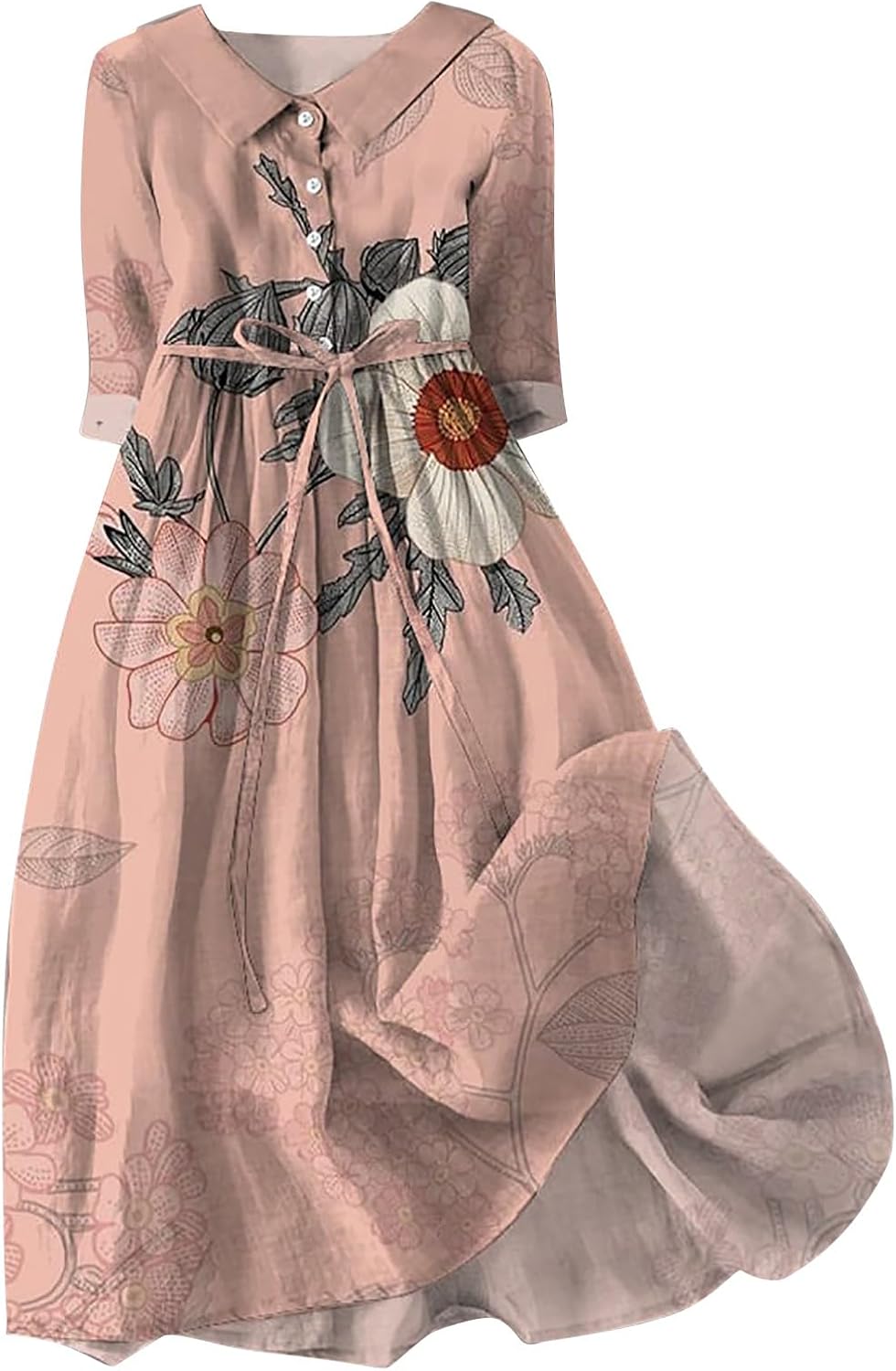 Cocila Abiti Donna Eleganti Abito Casual da Donna con Stampa Floreale Artistica con Bottoni, Manica Lunga, Ampio, Ampio, Drappeggiato Abito Manica Lunga Velluto