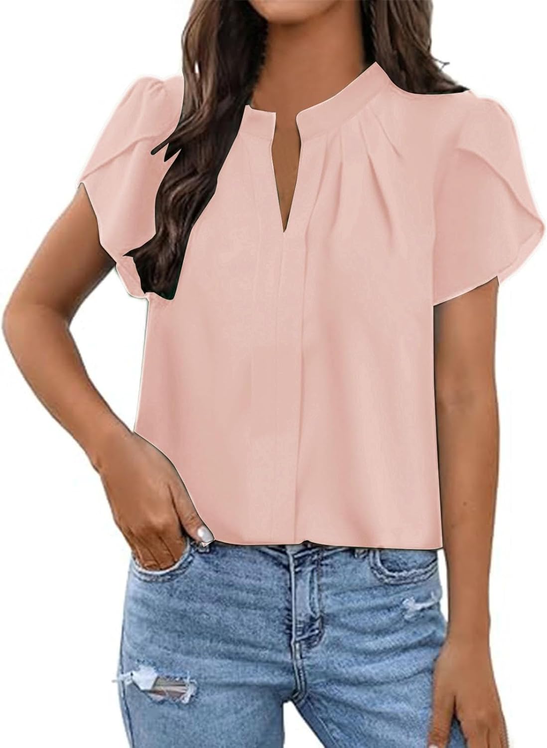 Uwdiohq T-Shirt Slim Fit in Chiffon Bianco con Maniche a Volant Casual da Donna a Maniche Corte Body Caldo Cotone Estiva Semplice Top Basic vestibilità Leggera Maglietta