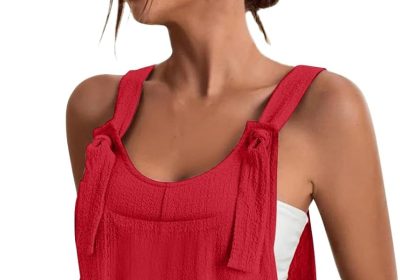 Cocila Boho Chic Dresses Grembiule da Donna Soild Grembiule da Lavoro da Giardino Scamiciato Abito con Bretelle Vestito Rosso Aderente Vestito Estivo Stile Impero Vestiti Donna Mare Estivi