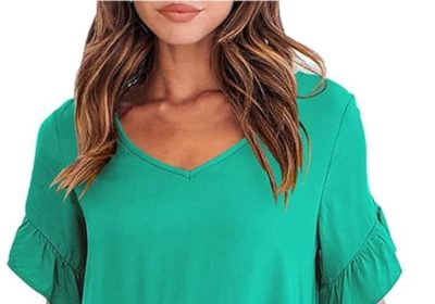 Cocila Vestito Casual da Donna Abito da Donna a Maniche Corte con Scollo a V Casual Estivo a Strati con Orlo Arricciato Maglione Vestito