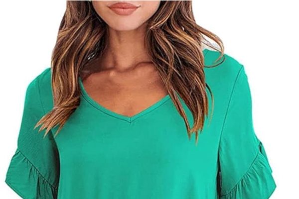 Cocila Vestito Casual da Donna Abito da Donna a Maniche Corte con Scollo a V Casual Estivo a Strati con Orlo Arricciato Maglione Vestito