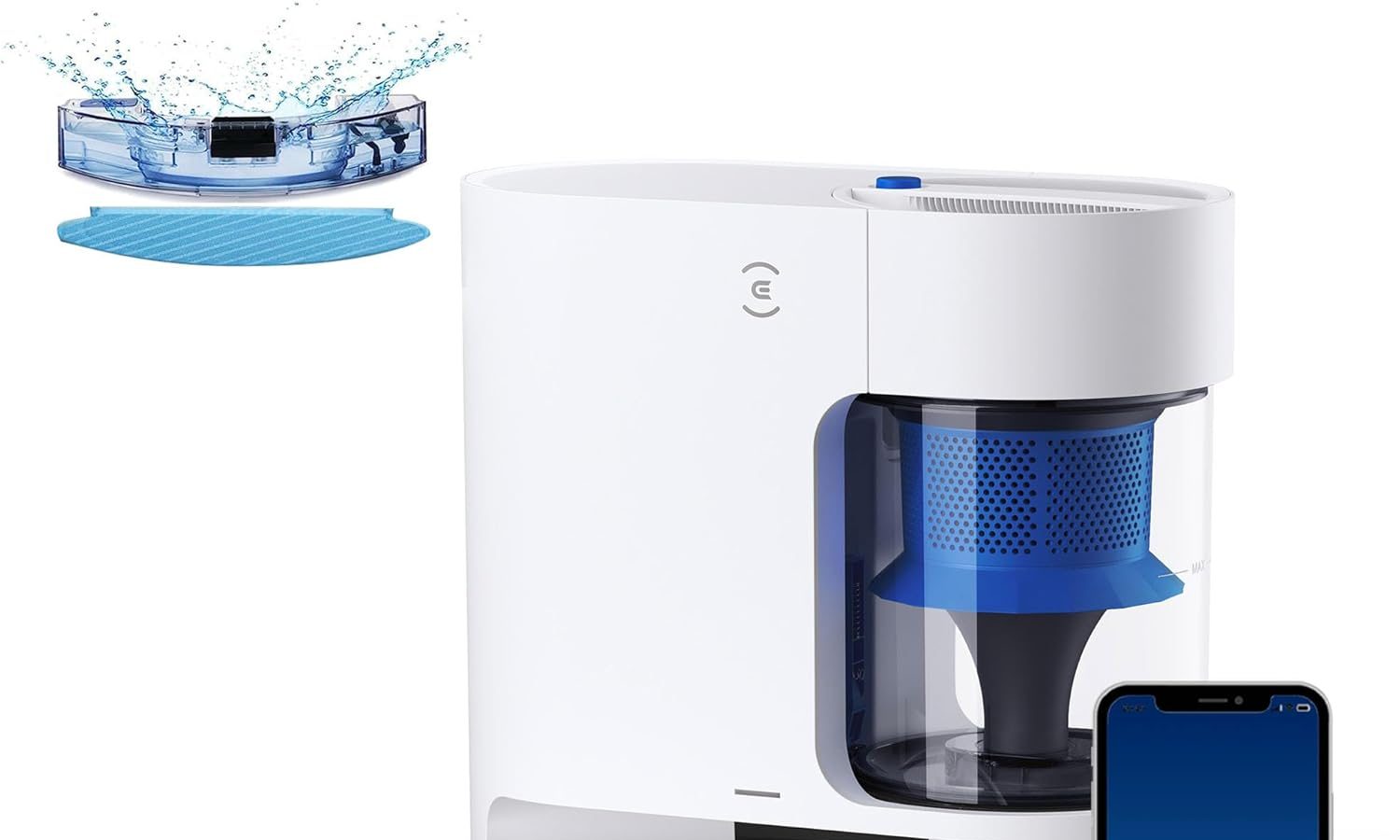 ECOVACS DEEBOT N20 Plus Robot Aspirapolvere con Stazione, 8000 Pa, Pulizia Senza Sforzo per 45 Giorni, Spazzola Antigroviglio, Durata 300 min, Arrampicata da 20 mm